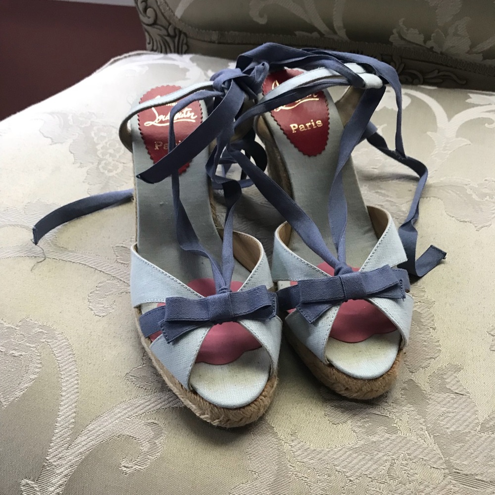 Christian Louboutin Ribbon Espadrille Wedges